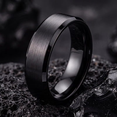 Black Tungsten Ring, Mens Wedding Band, Black Engagement Ring, Couple Promise Ring, Tungsten Carbide Ring, Anniversary Ring, Unique Ring