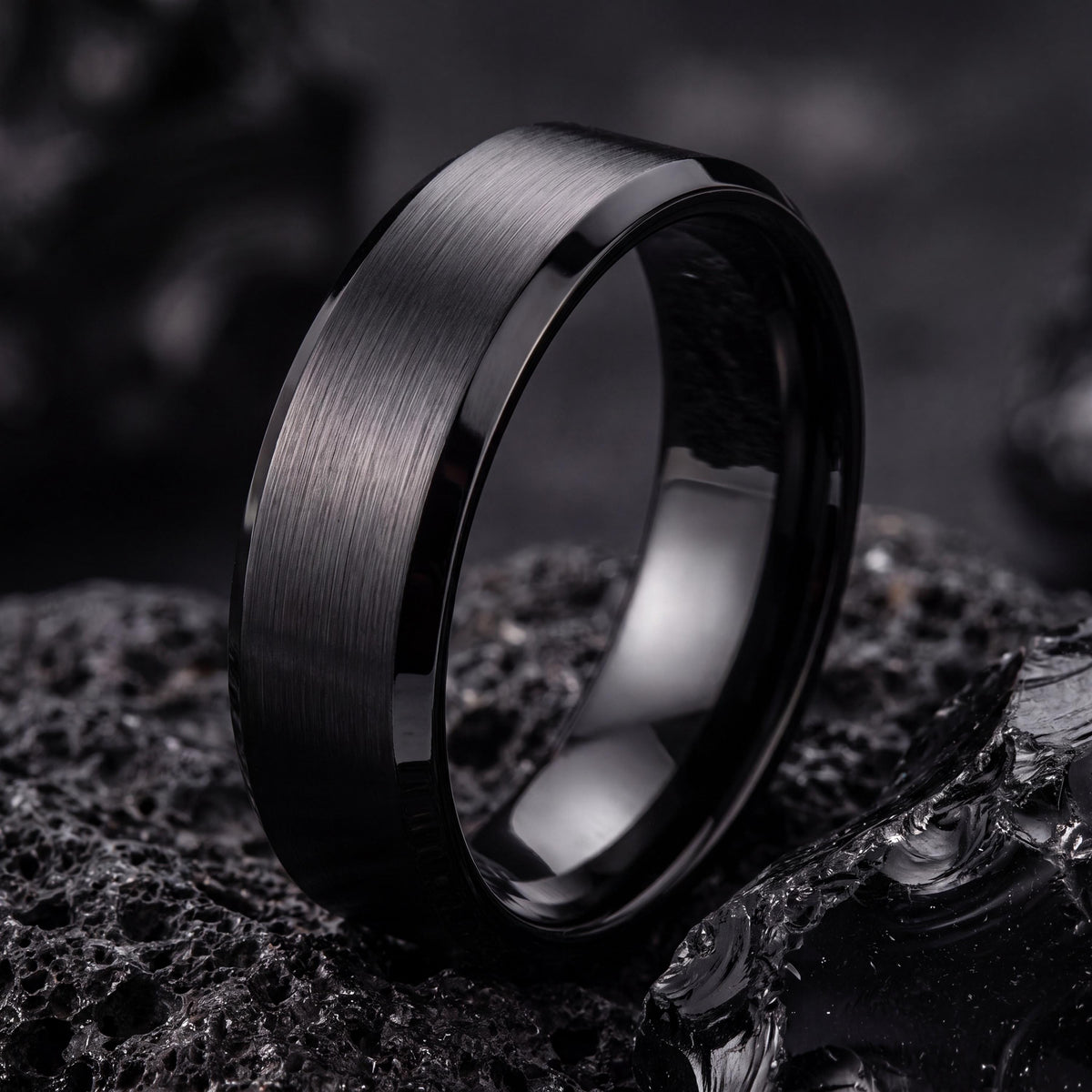 Black Tungsten Ring, Mens Wedding Band, Black Engagement Ring, Couple Promise Ring, Tungsten Carbide Ring, Anniversary Ring, Unique Ring