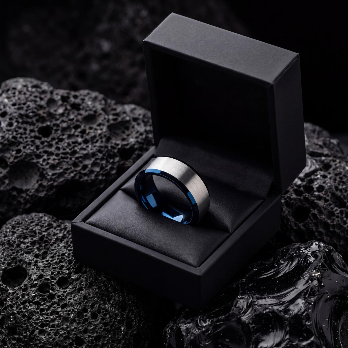 Mens Tungsten Wedding Band,Wedding Wedding Bands,Personalised Wedding,Mens Wedding Ring Silver And Blue,Silver Modern Ring,Blue Wedding Ring