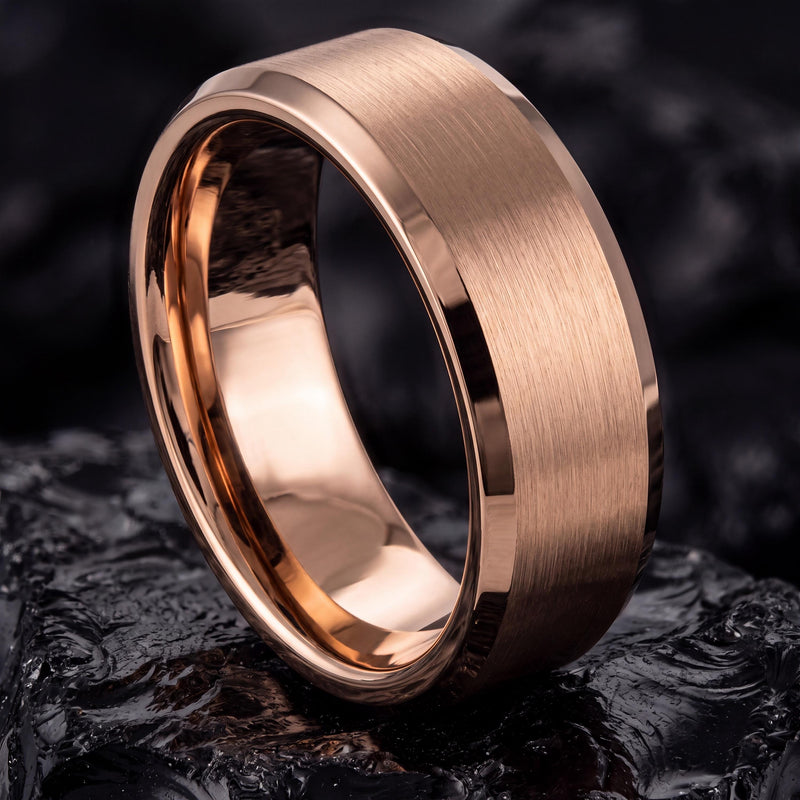 Mens Wedding Band,Mens Wedding Band Tungsten,Couples Wedding Bands,Curved Wedding Bands,Rose Wedding Band,For,Gifts,Anniversary,Birthday,Her