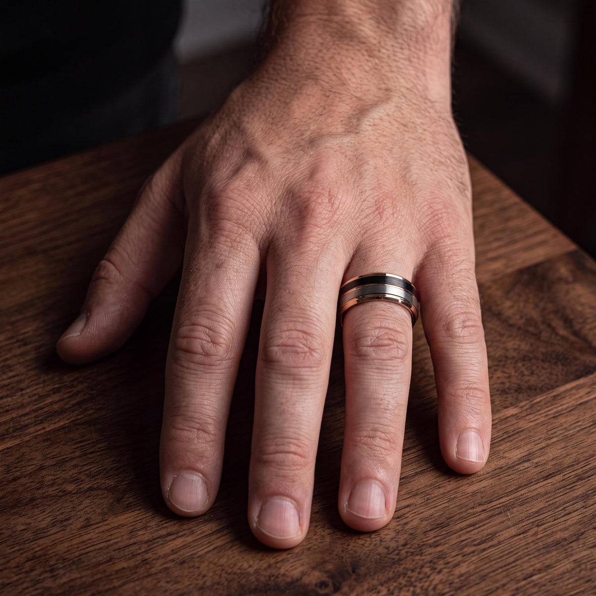 Wedding Band Engagement,Rose Gold and Black Tungsten Wedding Band,Silver Promise Ring Men,Rose Gold Wedding Band Women,Black Wedding Ring,10