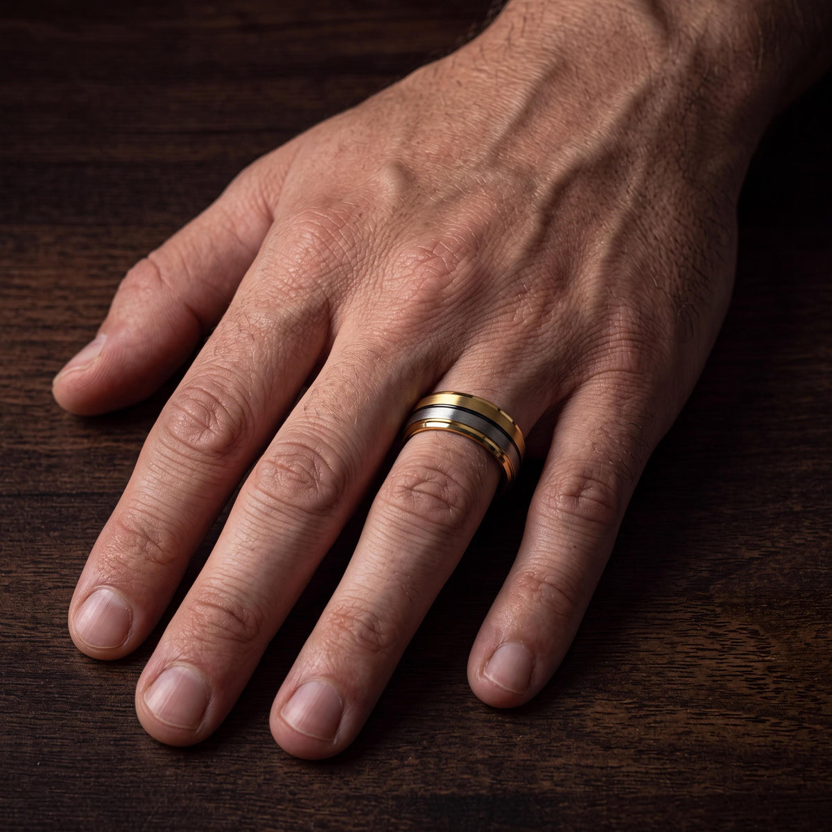 Mens Tungsten Wedding Band,Unique Mens Wedding Band,Unique Mens Wedding Bands,Hammered Ring Gold,Mens Silver Thumb Ring,Black Embellished,10