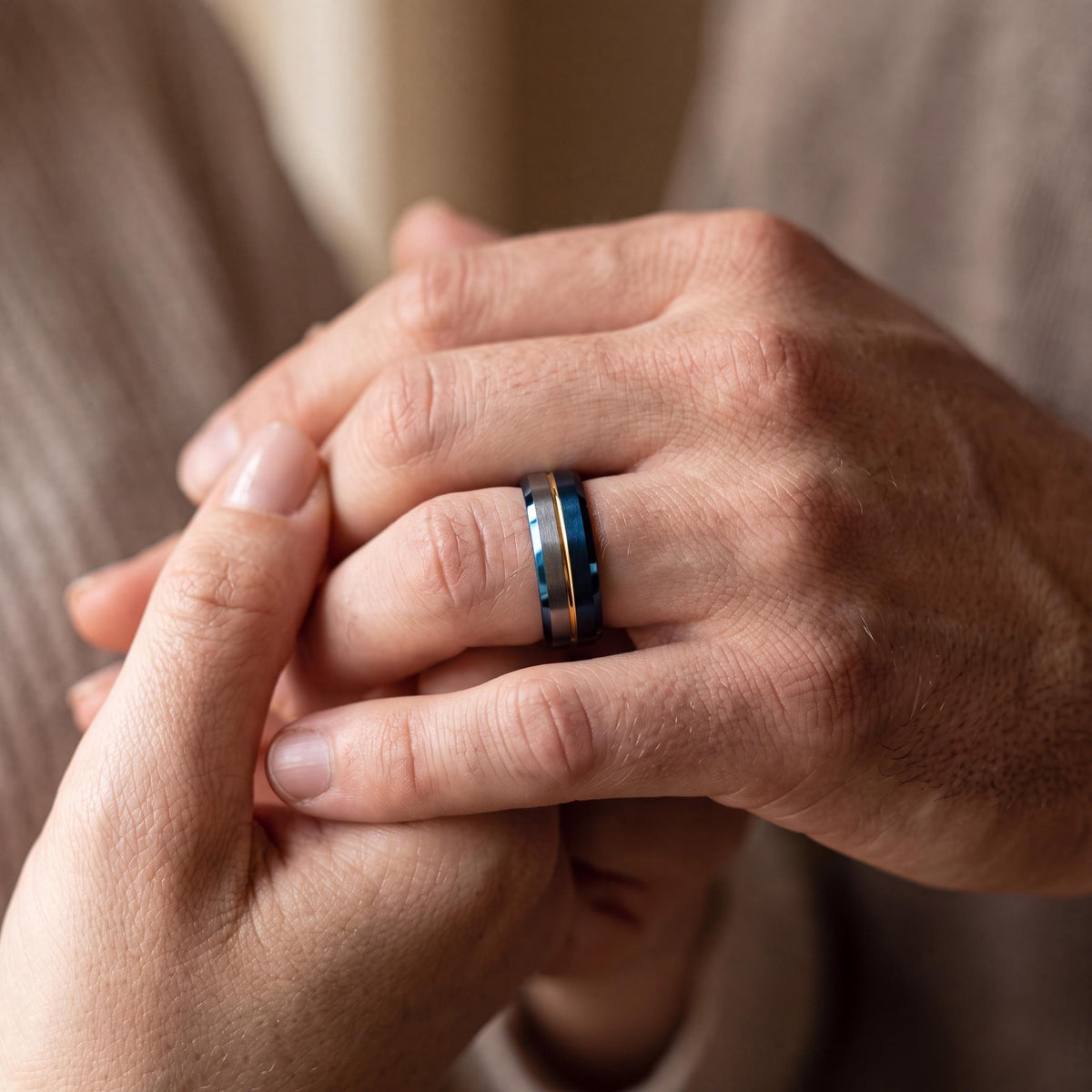 Tungsten Wedding Band,Mens Wedding Rings,Wedding Bands Women Curved,Heavy Weight Gold Band Ring,Silver Promise Ring Men,Blue Wedding Ring,10
