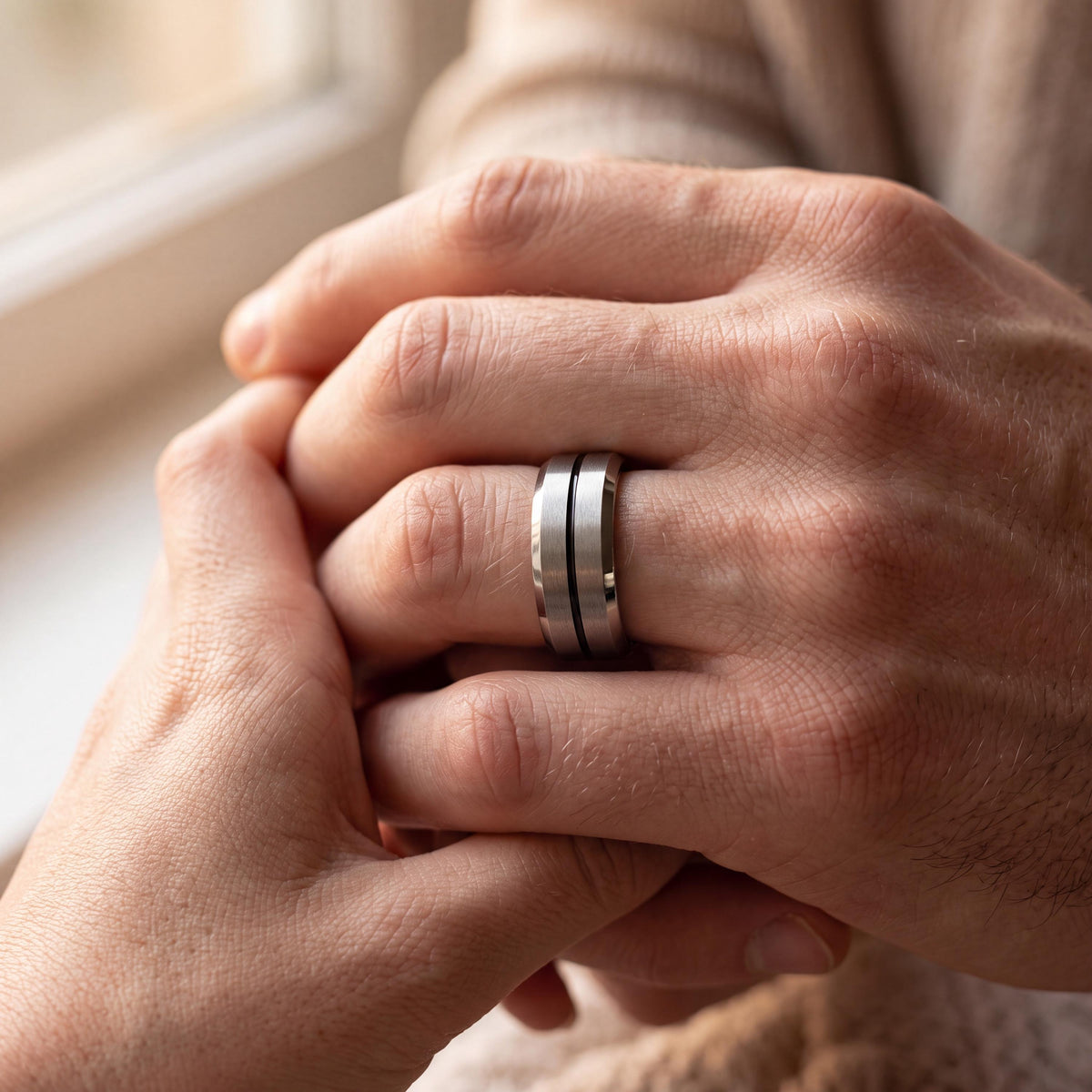 Mens Wedding Band Tungsten,Mens Wedding Rings,Thin Wedding Band,Silver Mens Rings,Mens Black Wedding Band,Black and Silver Mens Wedding Band