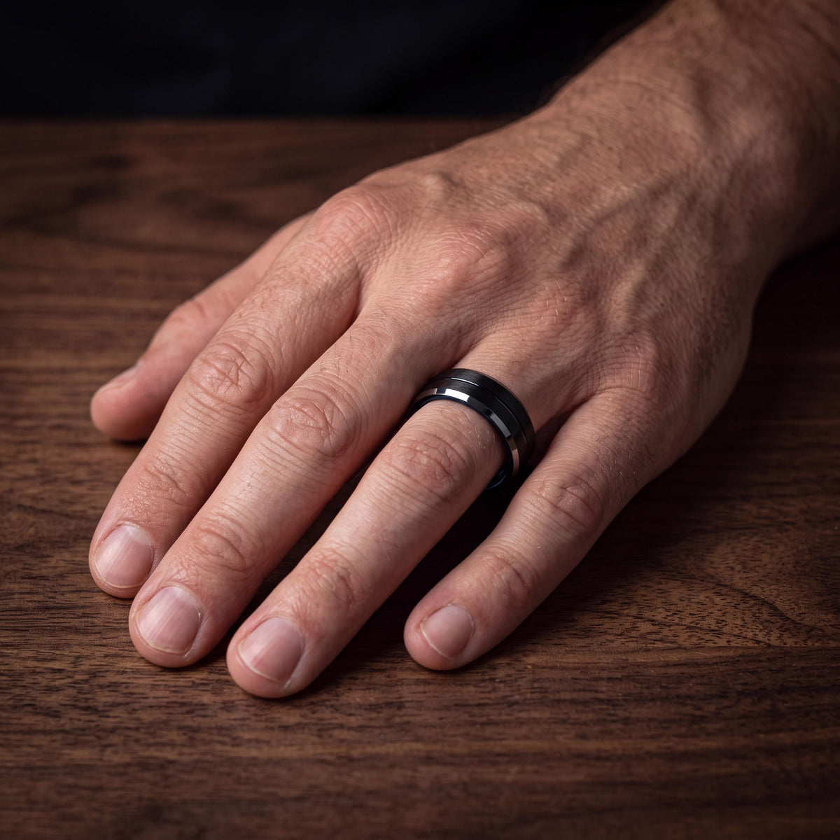 Tungsten Wedding Band,Tungsten Wedding Band,Womens Wedding Band,60Th Wedding Anniversary Parents,Silver Rings Men,Black Metal,Thin Blue Line