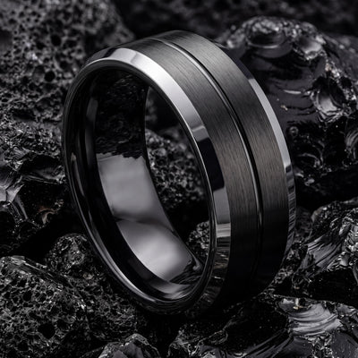 Tungsten Wedding Band, Womens Mens Wedding Ring, Black Metal Ring, Couple Promise Ring, Personalized Gifts For Couple, women, men