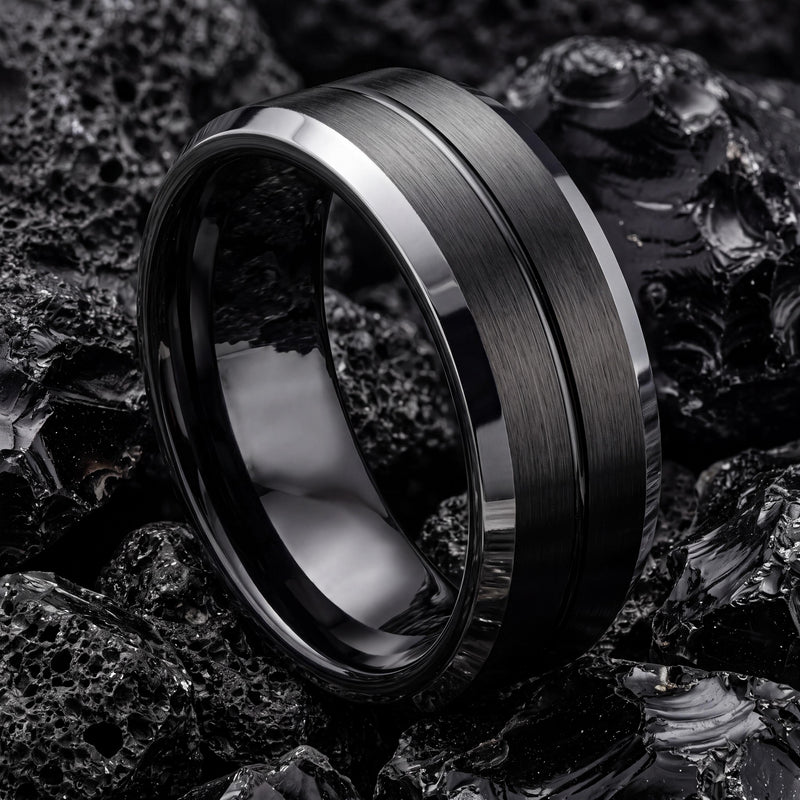 Tungsten Wedding Band, Womens Mens Wedding Ring, Black Metal Ring, Couple Promise Ring, Personalized Gifts For Couple, women, men
