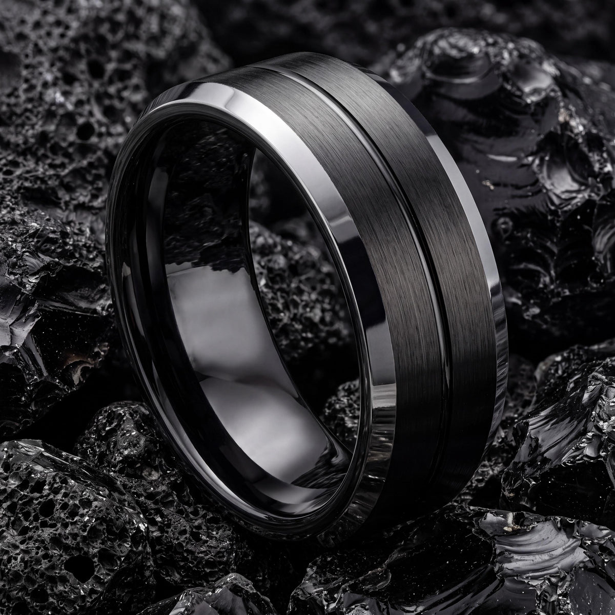 Tungsten Wedding Band, Womens Mens Wedding Ring, Black Metal Ring, Couple Promise Ring, Personalized Gifts For Couple, women, men