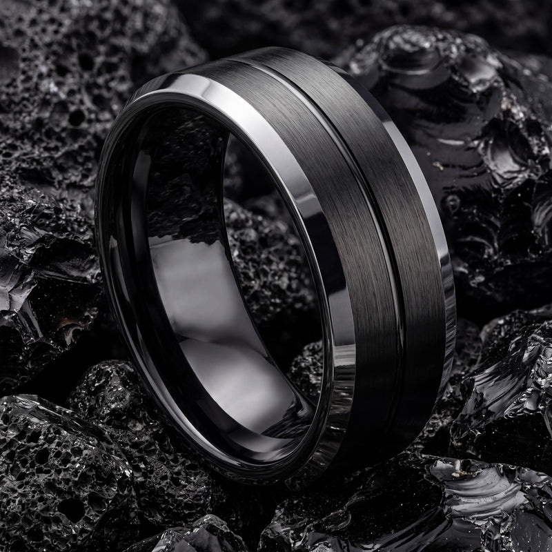 Tungsten Wedding Band, Womens Mens Wedding Ring, Black Metal Ring, Couple Promise Ring, Personalized Gifts For Couple, women, men