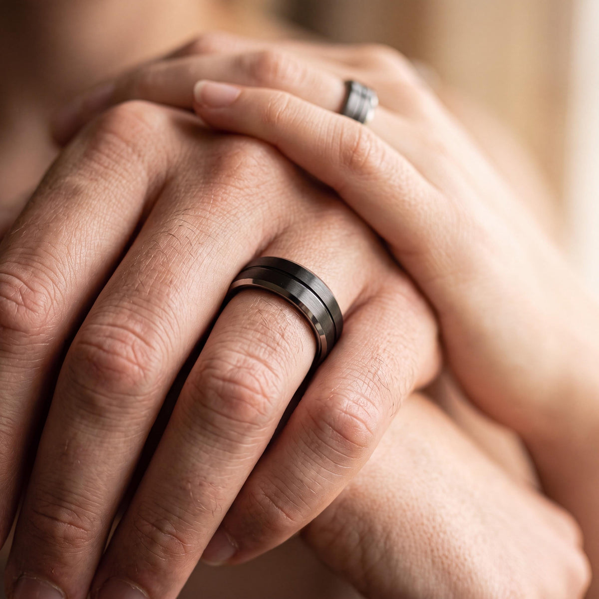 Tungsten Wedding Band, Womens Mens Wedding Ring, Black Metal Ring, Couple Promise Ring, Personalized Gifts For Couple, women, men