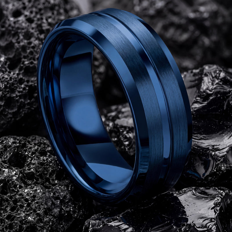 Wedding Bands,Mens Wedding Band Tungsten,Unique Mens Wedding Band,Two Tone Mens Wedding Rings,Blue Rings,For,Gifts,Anniversary,Birthday,Year