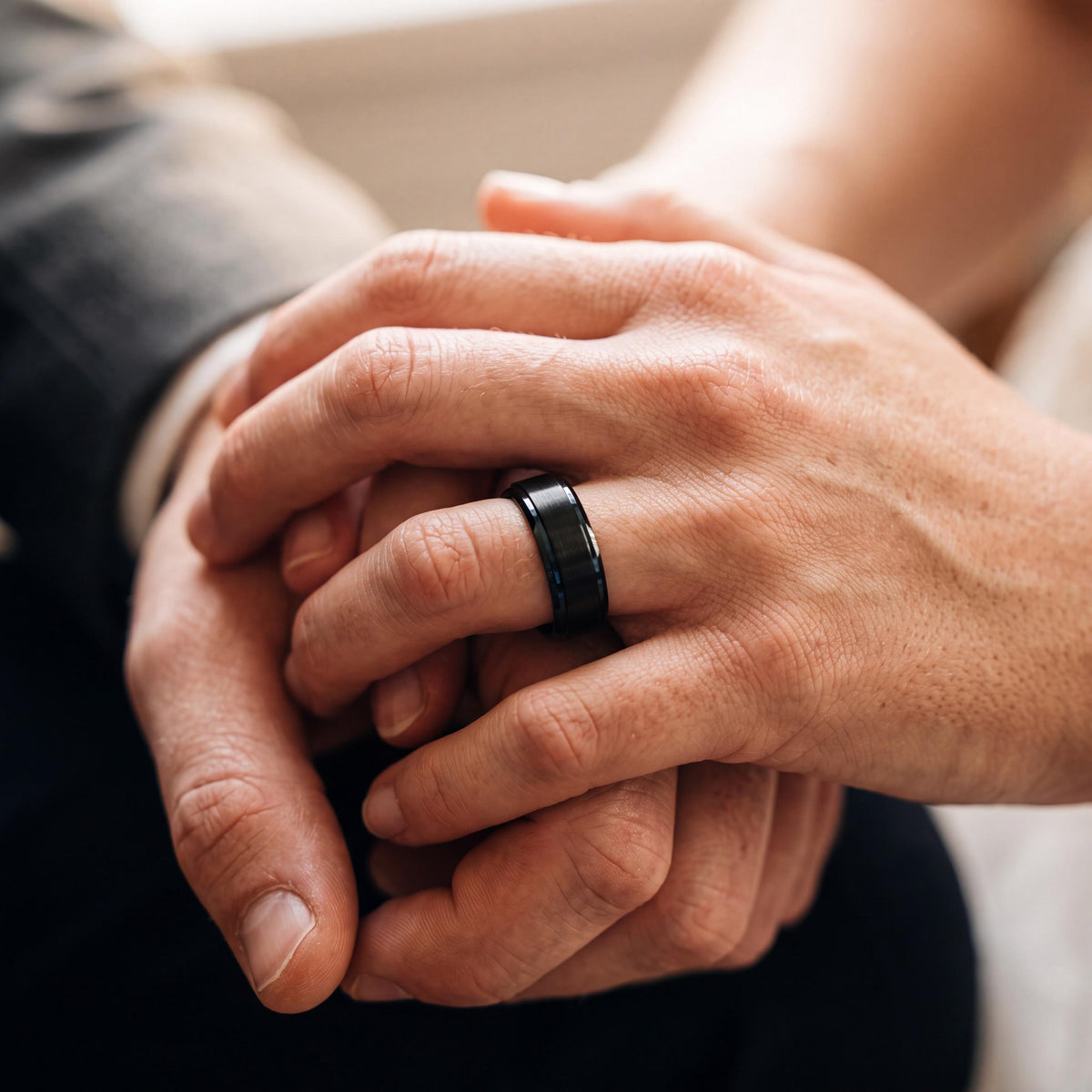 Wedding Bands,Mens Wedding Band Tungsten,Wedding Wedding Bands,Two Tone Mens Wedding Rings,Black Promise Ring Set,Dainty Blue Ring Stackable