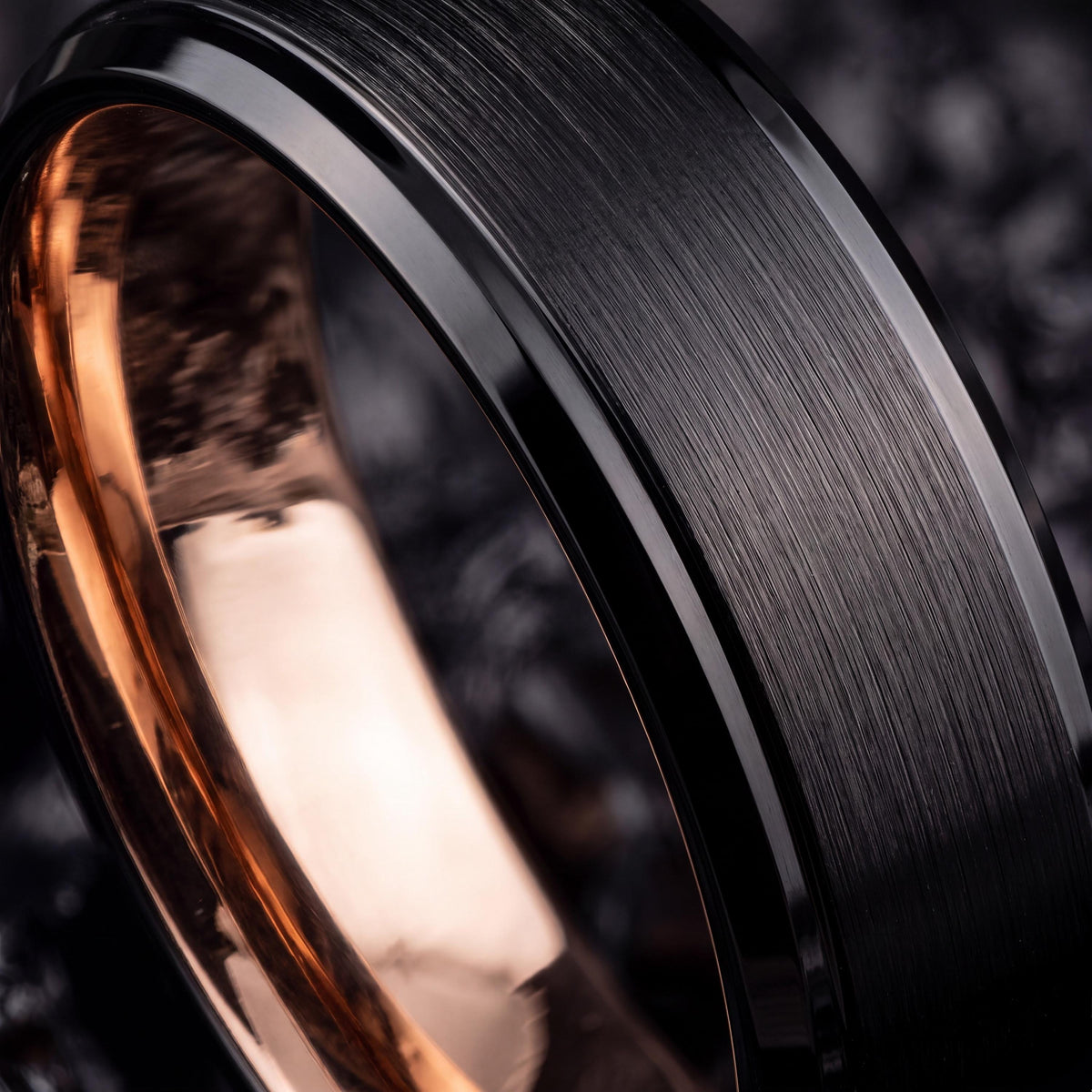 Tungsten Wedding Band,His and Hers Wedding Bands,Couple Wedding Bands,Rose Gold and Black Tungsten Wedding Band,Rose Gold Rings,Black Friday