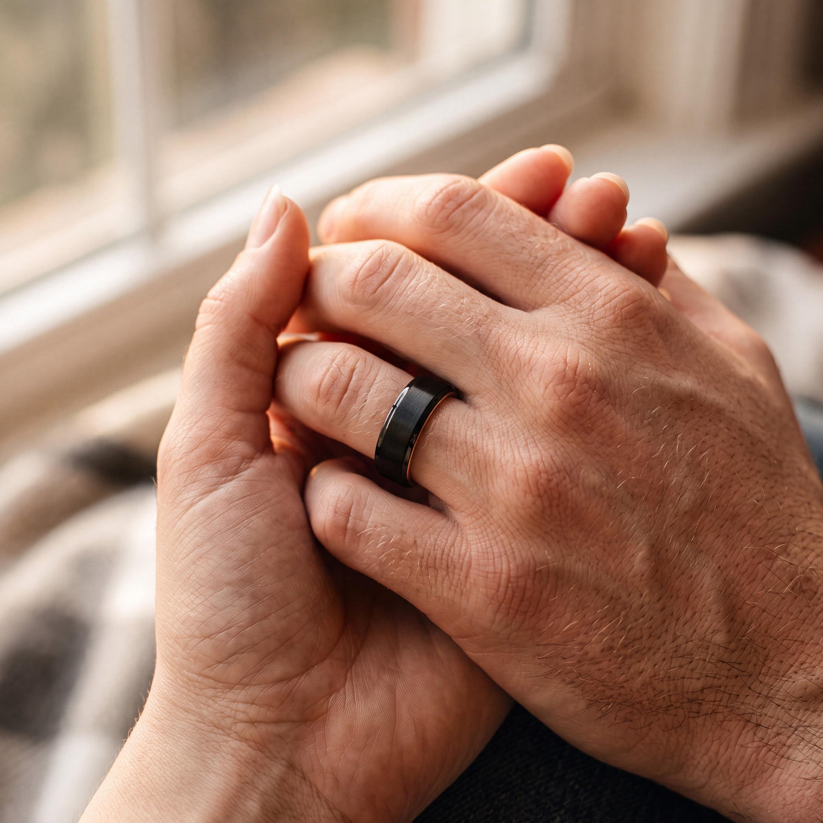Tungsten Wedding Band,His and Hers Wedding Bands,Couple Wedding Bands,Rose Gold and Black Tungsten Wedding Band,Rose Gold Rings,Black Friday