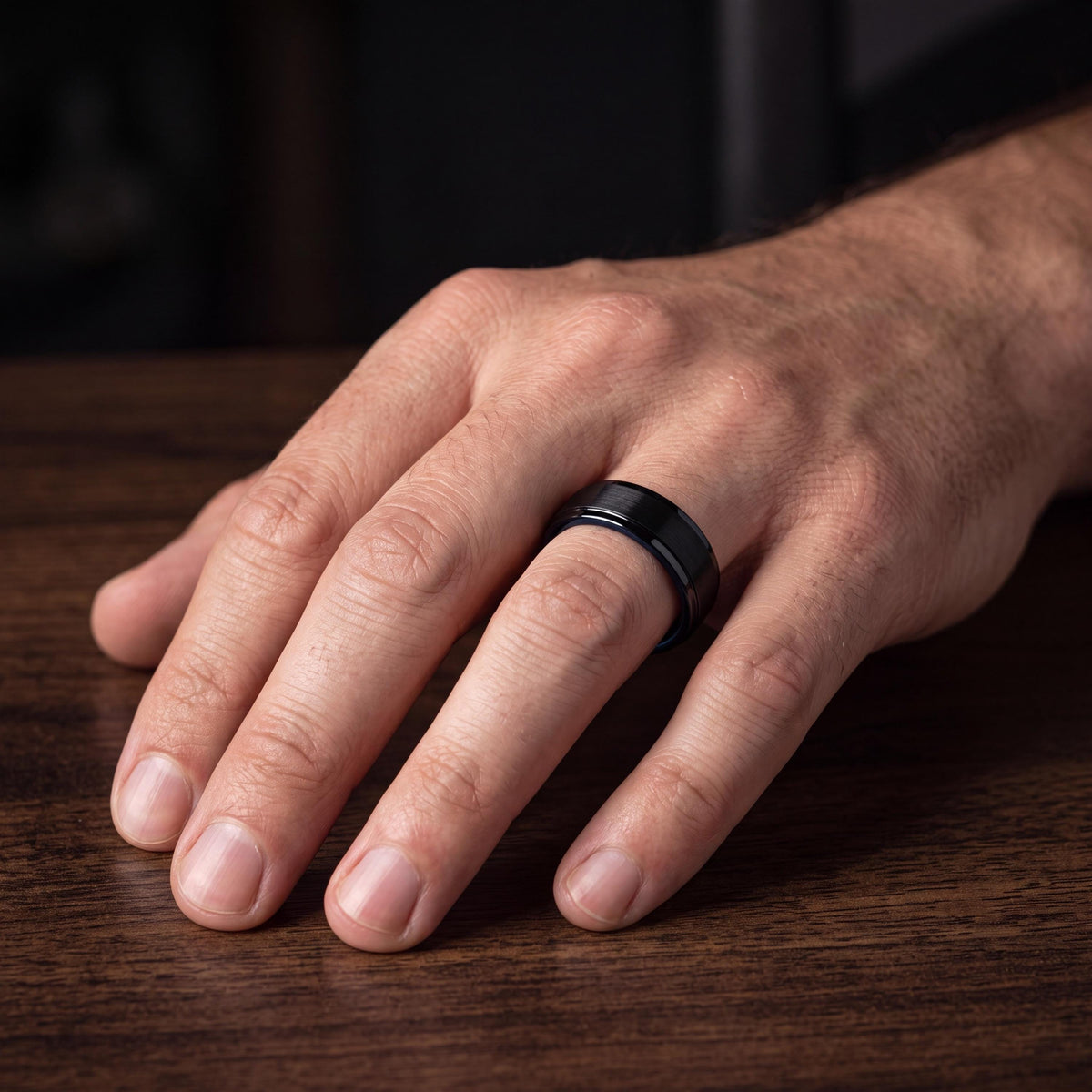 Mens Tungsten Wedding Band,His and Hers Wedding Bands,Wedding Band Set His and Hers Unique,Black Rings,Royal Blue,For,Gifts,Anniversary