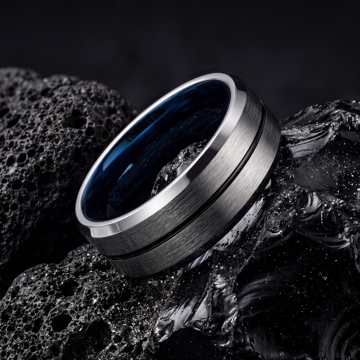 Mens Wedding Band,Mens Tungsten Wedding Band,Unique Mens Wedding Band,Mens Wedding Bands Unique,Womens Silver Rings,Black Wedding,Royal Blue