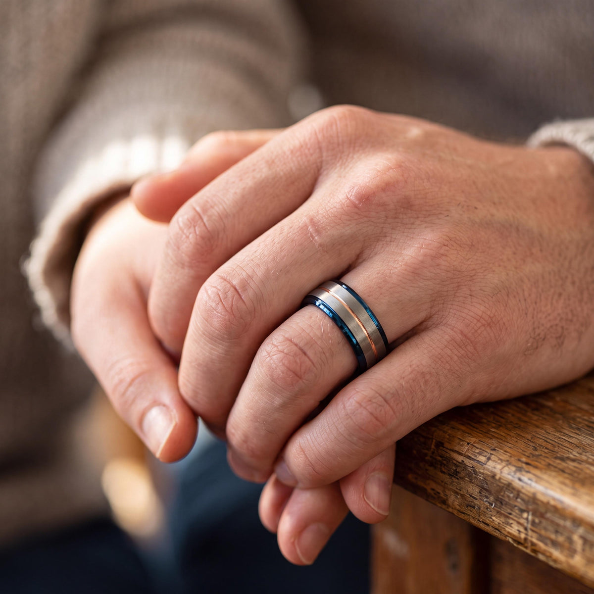 Wedding Ring,Tungsten Wedding Band,Men Wedding Band,Unisex Wedding Ring,Silver Thick Band Rings,Rose Gold Jewelry,Dainty Blue Ring Stackable