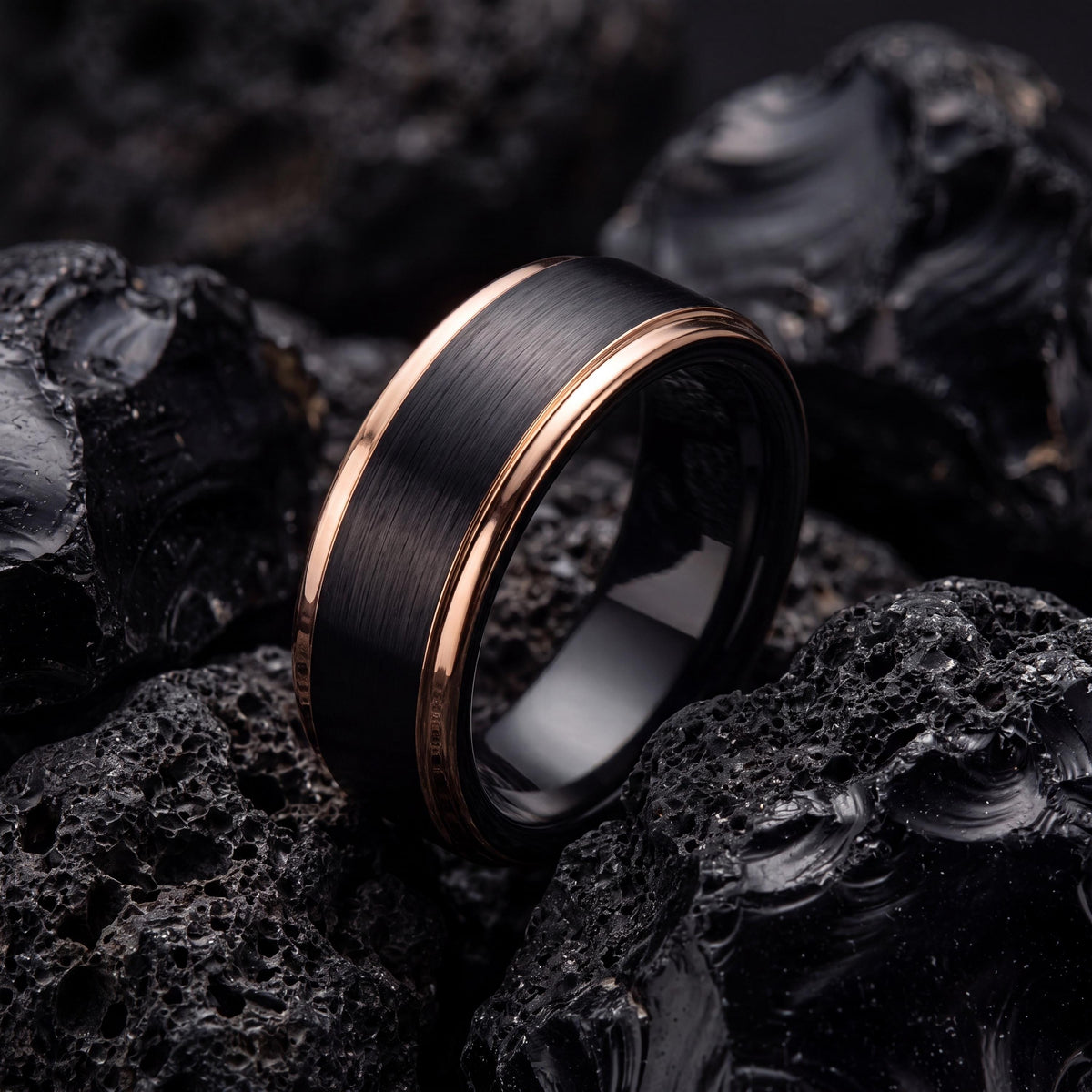 Unique Mens Wedding Band,Mens Thin Wedding Band,Black Rose Gold Wedding Band Tungsten,Rose Gold Mens Wedding Band,Mens Black Wedding Band,10
