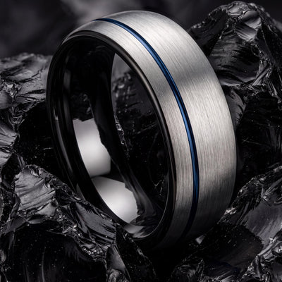 Wedding Bands,Mens Tungsten Wedding Band,His and Hers Wedding Bands,Personalized Wedding,Silver Band,Black Wedding Ring,Blue Wedding Ring,10