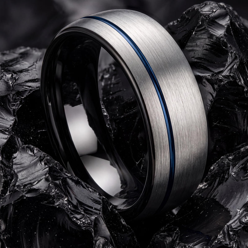 Wedding Bands,Mens Tungsten Wedding Band,His and Hers Wedding Bands,Personalized Wedding,Silver Band,Black Wedding Ring,Blue Wedding Ring,10