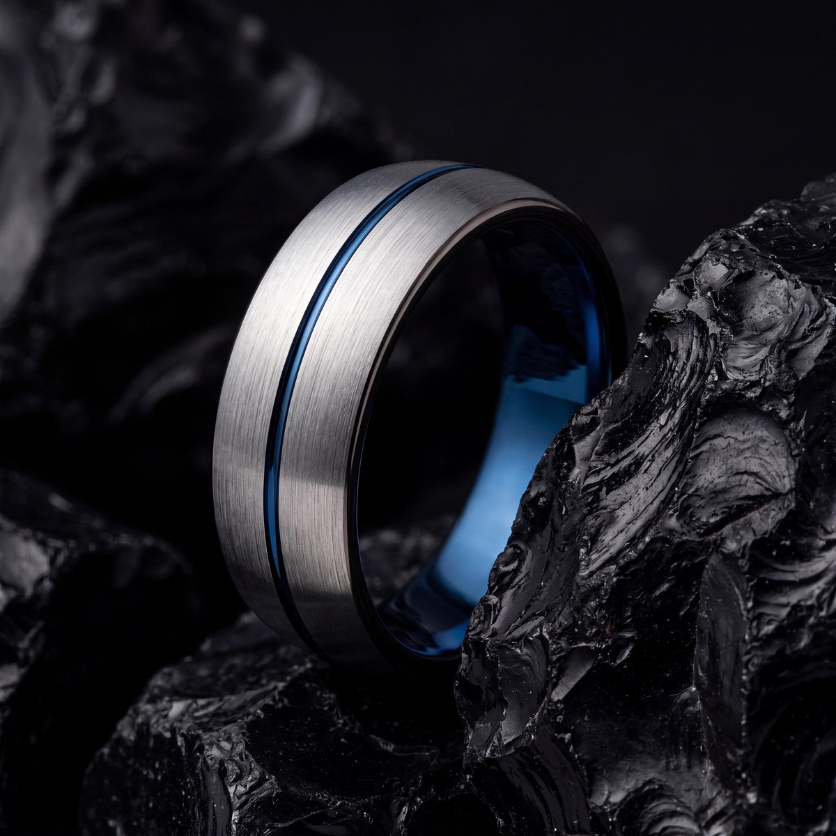 Mens Wedding Band,Mens Wedding Band Tungsten,Wedding Rings Women,Matching Wedding Rings Set,Gunmetal Men Wedding Band,Grey,Mens Rings Blue,8