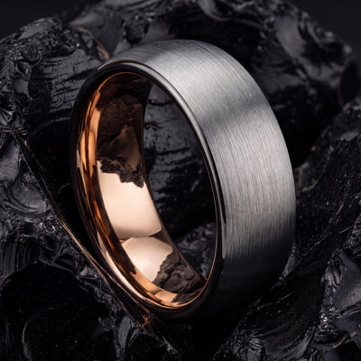 Tungsten Wedding Band,Mens Wedding Band Tungsten,Unique Wedding Rings,Wedding Bands Minimalist,Gunmetal,Grey,Female Rose Gold Wedding Band,1