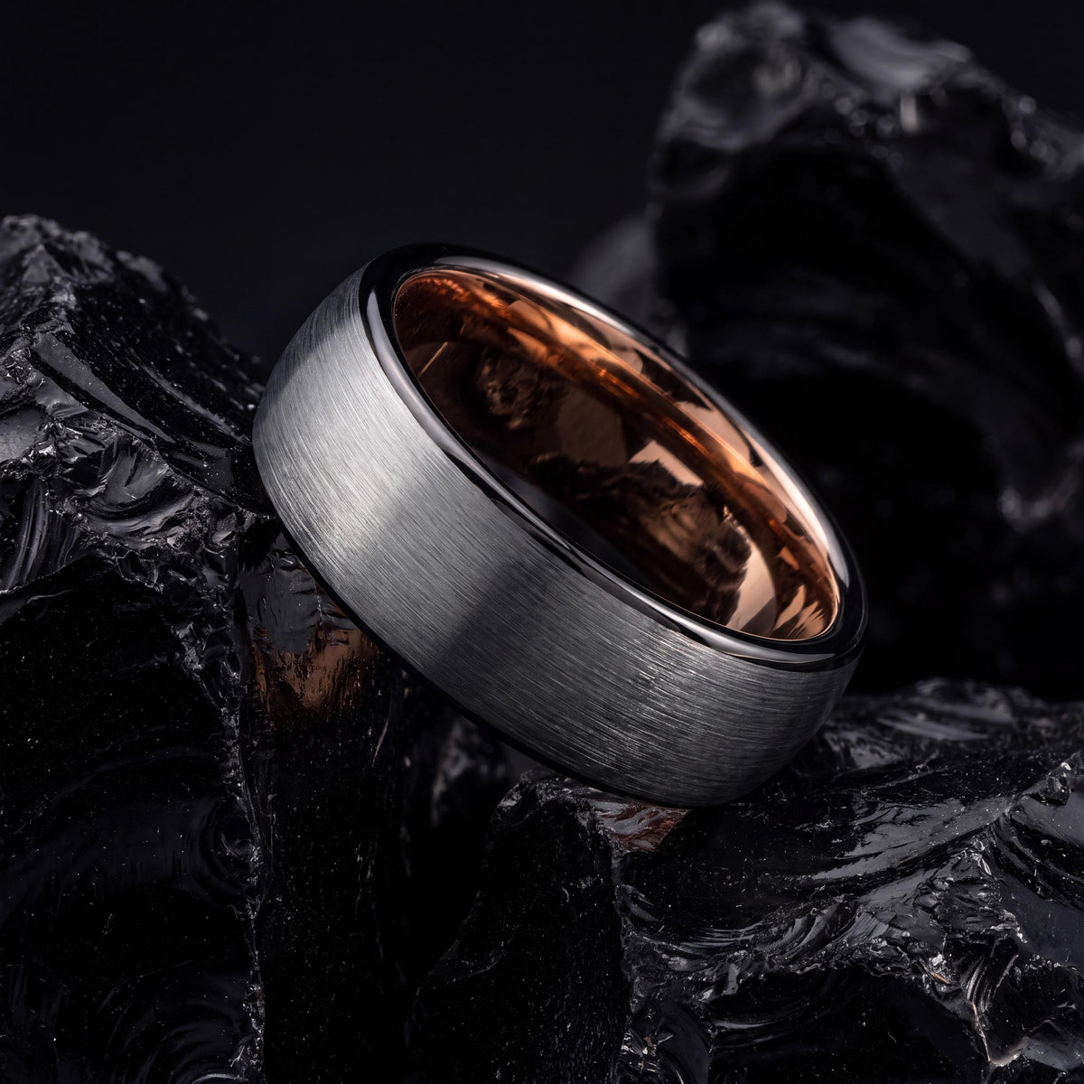 Tungsten Wedding Band,Mens Wedding Band Tungsten,Unique Wedding Rings,Wedding Bands Minimalist,Gunmetal,Grey,Female Rose Gold Wedding Band,1
