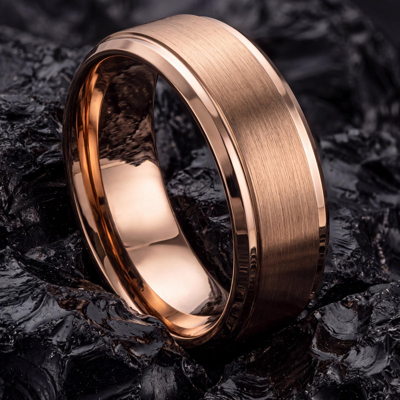 Brushed Rose Gold Wedding Ring, Womens Mens Wedding Band, Engagement Ring, Promise, Unique Gift for men, Women,Wedding Bands Women, Tunsgten
