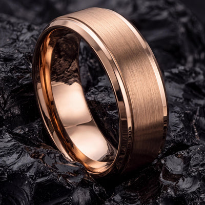 Brushed Rose Gold Wedding Ring, Womens Mens Wedding Band, Engagement Ring, Promise, Unique Gift for men, Women,Wedding Bands Women, Tunsgten