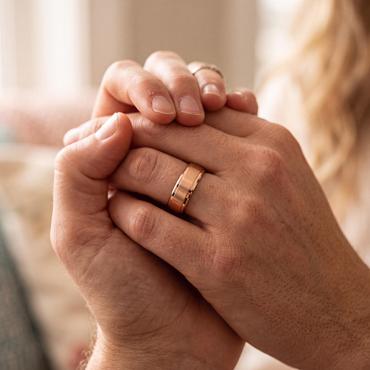 Brushed Rose Gold Wedding Ring, Womens Mens Wedding Band, Engagement Ring, Promise, Unique Gift for men, Women,Wedding Bands Women, Tunsgten
