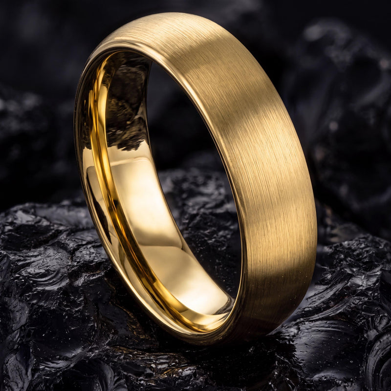 Mens Wedding Band,Mens Wedding Band Tungsten,Wedding Engagement Rings,Wedding Band Set His and Hers Unique,Matte Finish Wedding Band Gold,10