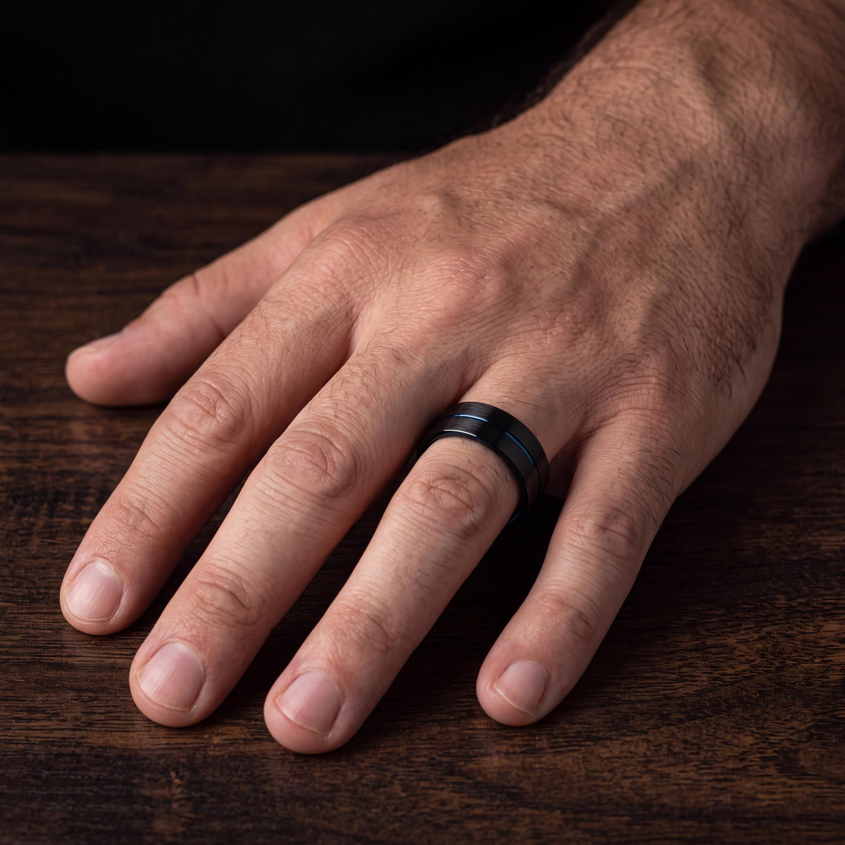 Tungsten Wedding Band,Mens Tungsten Wedding Band,Matching Wedding Bands His and Hers,Unique Wedding Ring,Black Rings Women,Blue Wedding Ring