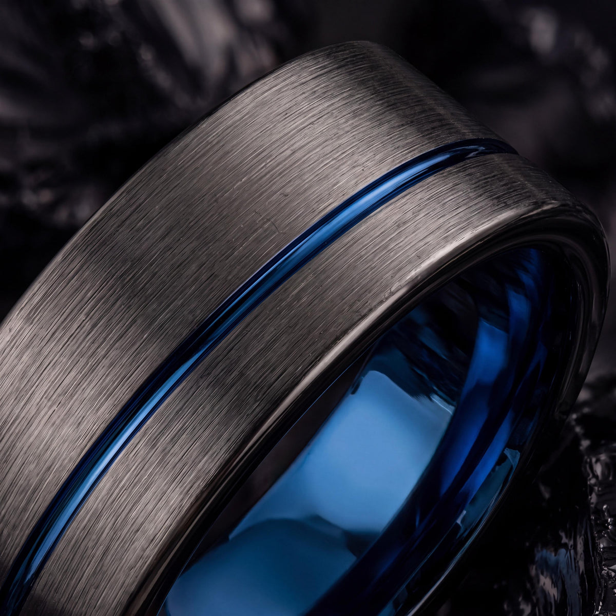 Tungsten Wedding Band,Mens Wedding Band Tungsten,Curved Wedding Band,Matching Wedding Rings,Male Wedding Band Gunmetal 8mm,Thin Blue Line,10