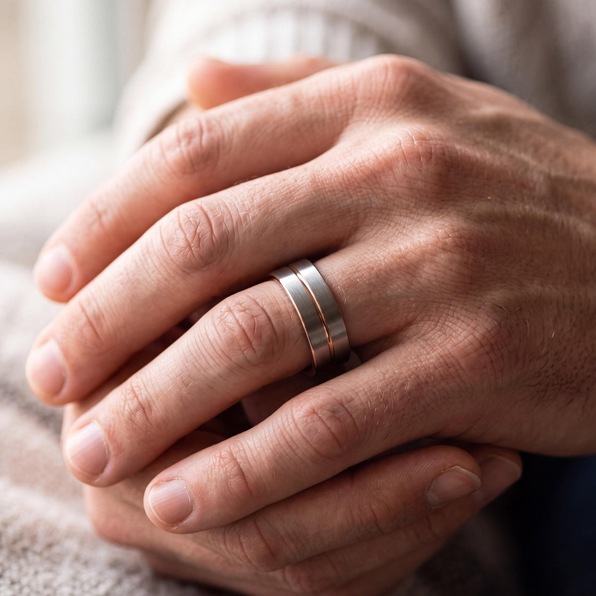 Tungsten Wedding Band,His And Hers Wedding Bands,Mens Thin Wedding Band,Silver Rose Ring,Statement Casual Ring Silver,Rose Gold Blue Ring,10