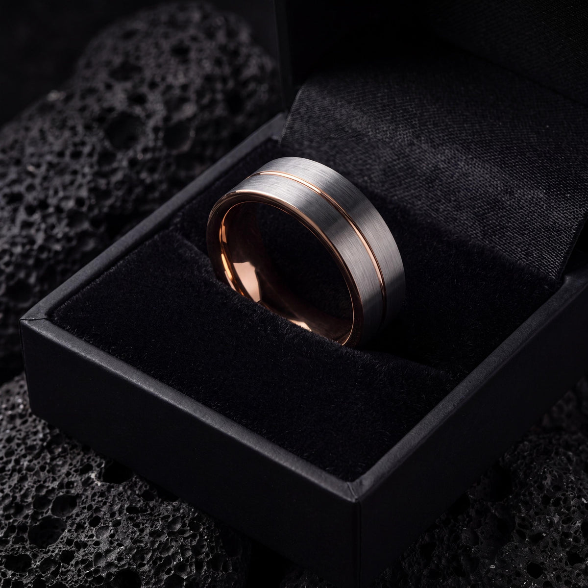 Tungsten Wedding Band,His And Hers Wedding Bands,Mens Thin Wedding Band,Silver Rose Ring,Statement Casual Ring Silver,Rose Gold Blue Ring,10