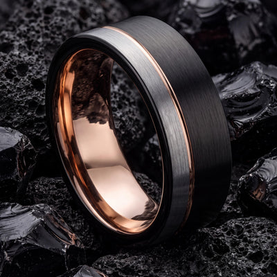 Black Tungsten Ring, Silver Wedding Band Men, Rose Gold Ring, Engagement Rings Sets, Best Friend Birthday Gifts, Boyfriend Christmas Gift