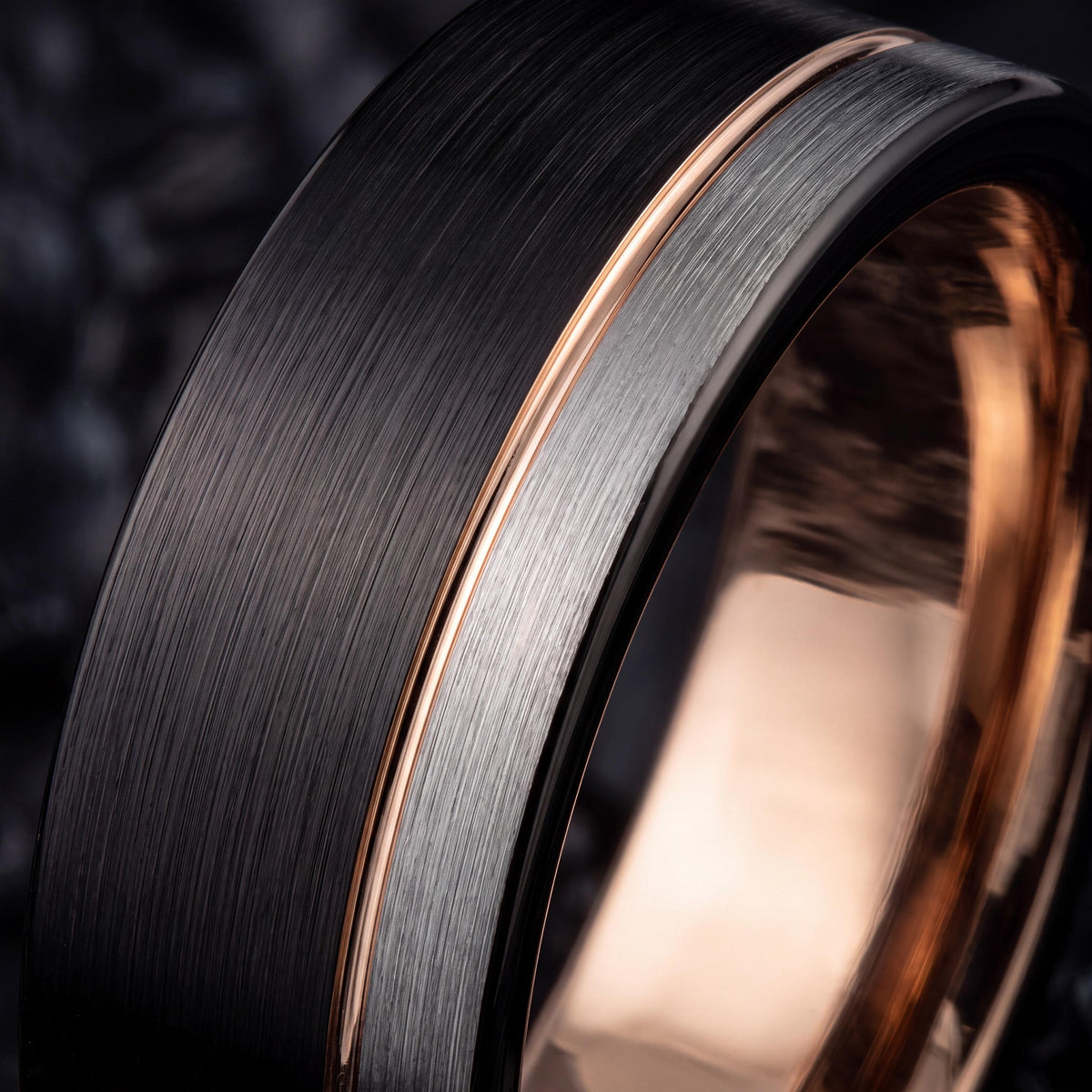 Black Tungsten Ring, Silver Wedding Band Men, Rose Gold Ring, Engagement Rings Sets, Best Friend Birthday Gifts, Boyfriend Christmas Gift