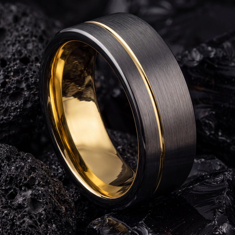 Wedding Bands,Mens Tungsten Wedding Band,Wedding Bands Women Unique,Women Wedding Band,Male Wedding Band Gunmetal 8mm,Mens Pinky Ring Gold,8