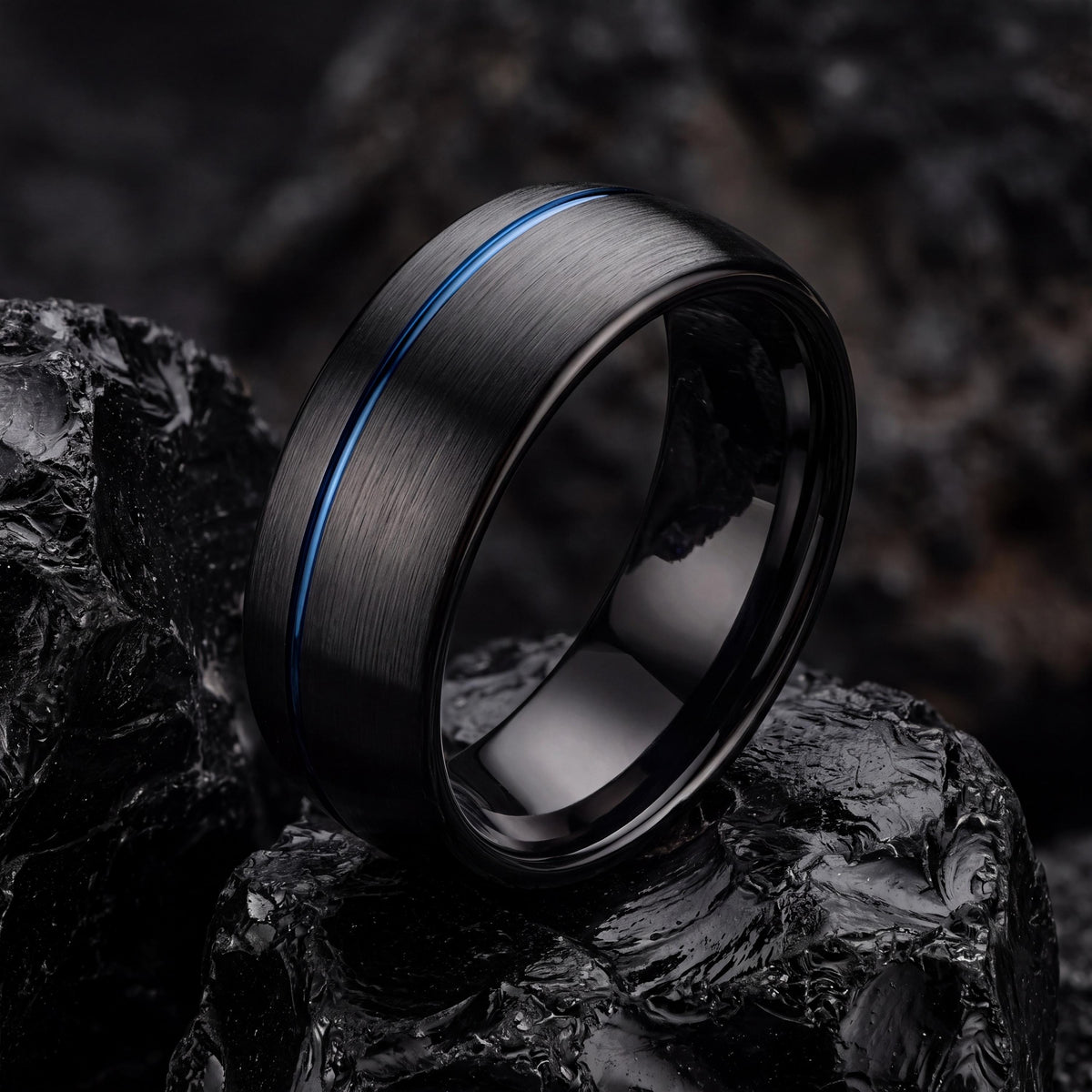 Tungsten Wedding Band,Mens Tungsten Wedding Band,Unique Wedding Bands,Womens Wedding Ring,Mens Wedding Band Black,Dainty Blue Ring Stackable