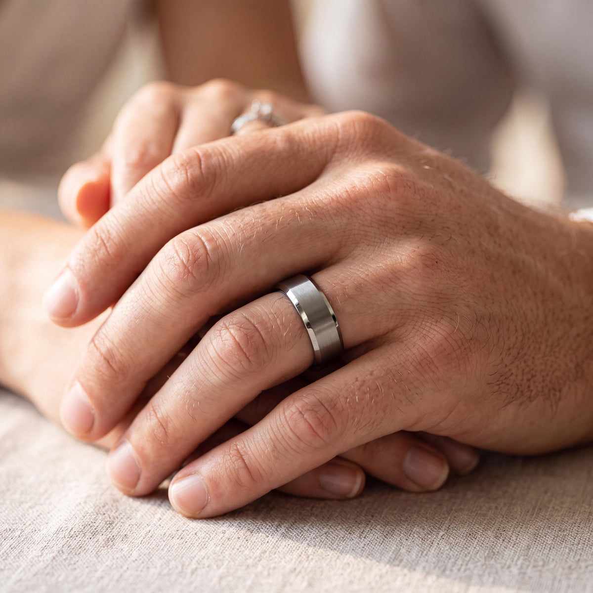 Mens Wedding Band Silver | Gray Tungsten Ring Men | Anniversary Gift For Girlfriend | Couple Ring Set | Engagement Gift | Thank You Gift