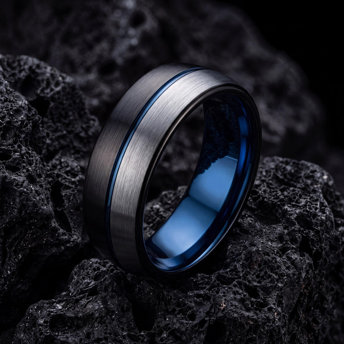 Wedding Band,Tungsten Wedding Band,Mens Wedding Bands,Bevel Wedding Band 6Mm,Silver Engagement Ring Sturdy,Mens Rings Black,Blue Wide Ring,1
