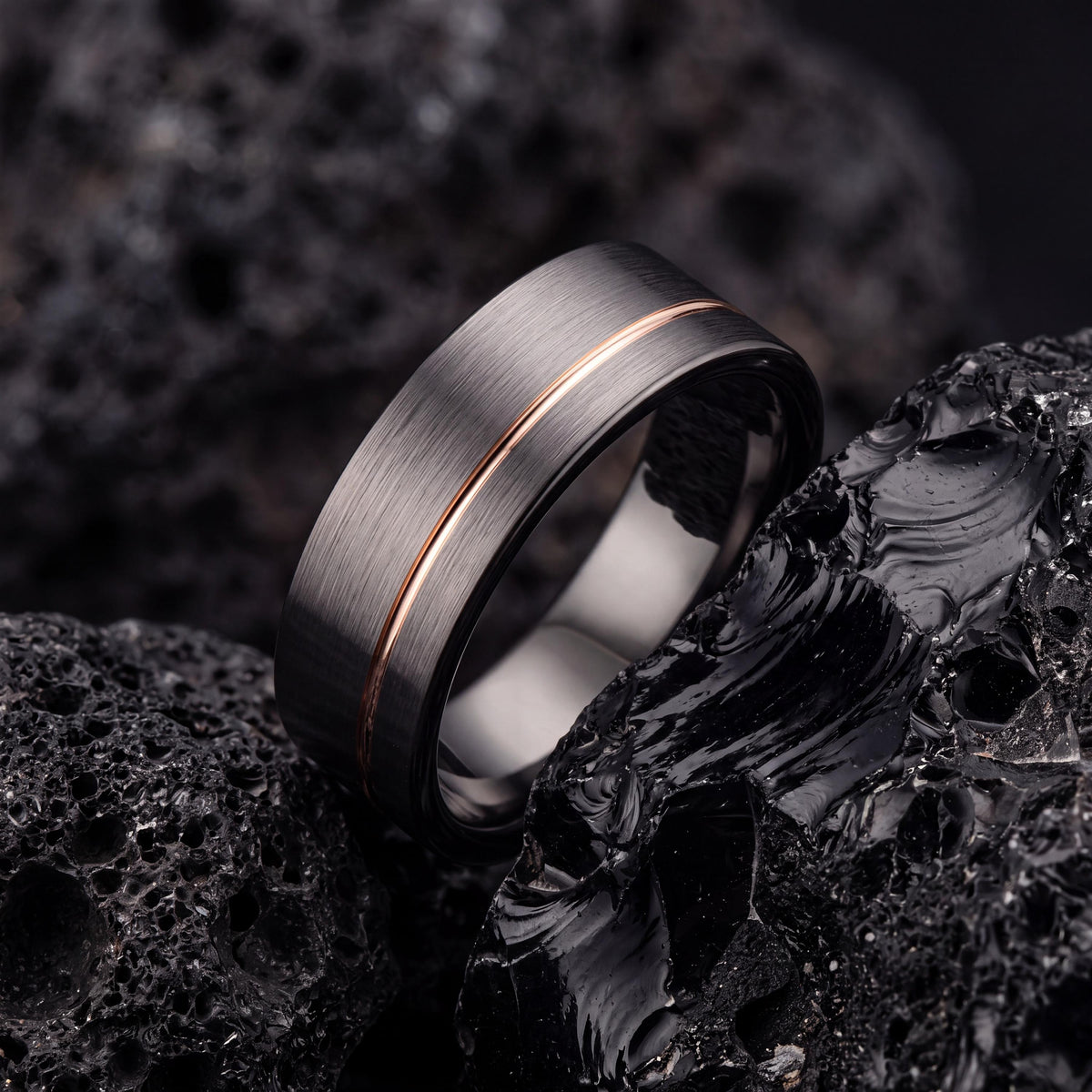 Tungsten Wedding Band,Tungsten Wedding Band,Unique Wedding Band,Thin Wedding Band,Gunmetal Men Wedding Band,Female Rose Gold Wedding Band,10