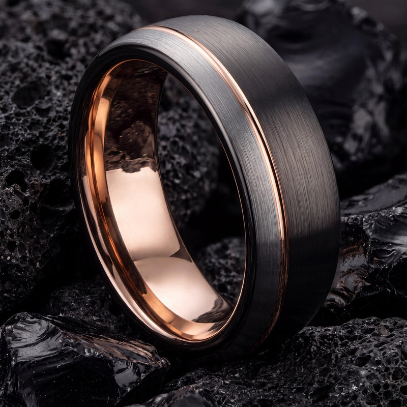 Wedding Bands,Mens Tungsten Wedding Band,Wedding Ring Set His and Hers,8Mm Wedding Band,Male Wedding Band Gunmetal 8mm,Silver Ring Mens,Rose