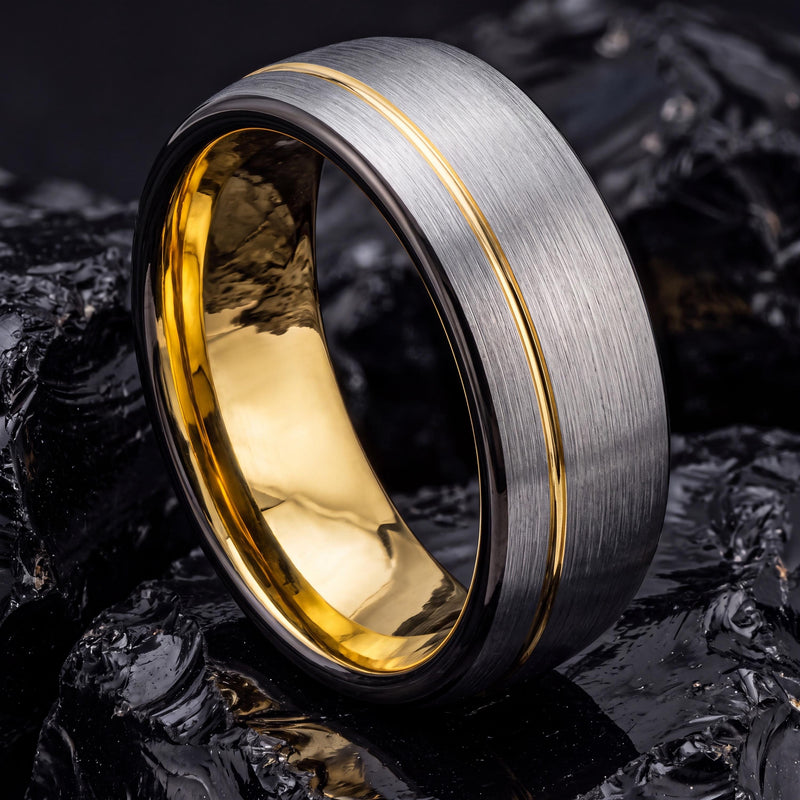 Mens Wedding Band Tungsten,Wedding Band Set,Womans Wedding Band Ring,Gunmetal Men Wedding Band,Gold Promise Ringg,Mens Gray Tungsten Ring,10
