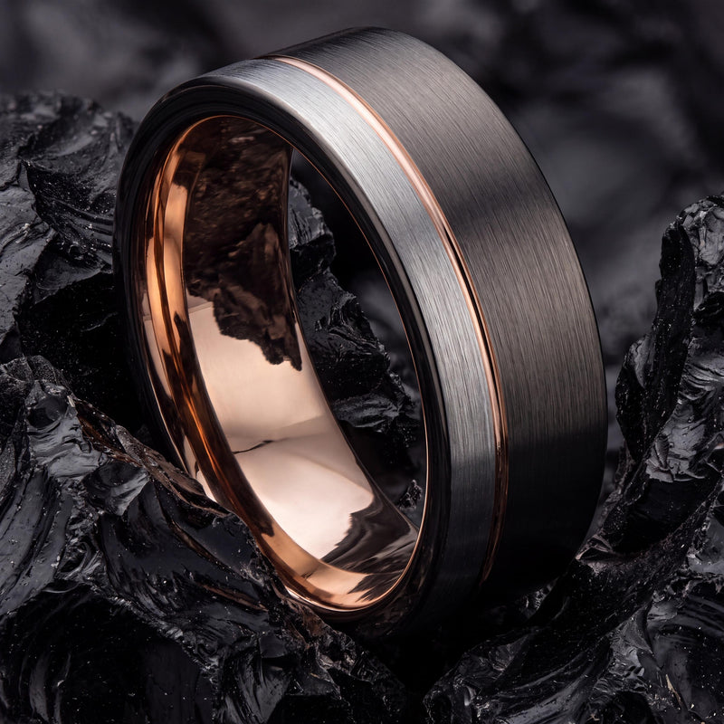 Mens Tungsten Wedding Band,Wedding Bands Women Unique,Enhancer Wedding Band,Male Wedding Band Gunmetal 6mm,Thin Silver Wedding Band,Rosegold