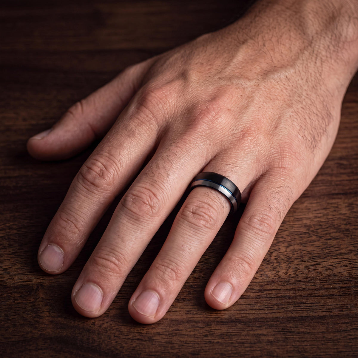 Tungsten Wedding Band,Mens Tungsten Wedding Band,Unique Mens Wedding Band,Custom Wedding Band,Rings Silver,Black Metal,Blue Wedding Bands,10