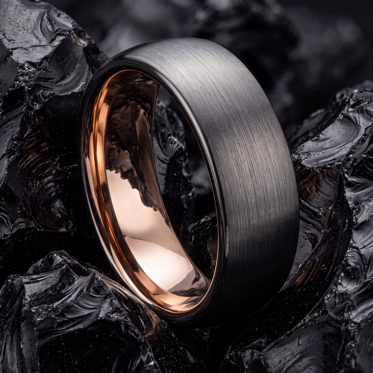Mens Wedding Band,Mens Tungsten Wedding Band,Curved Wedding Band,Womans Wedding Band Ring,Male Wedding Band Gunmetal 6mm,Rose Wedding Band,8
