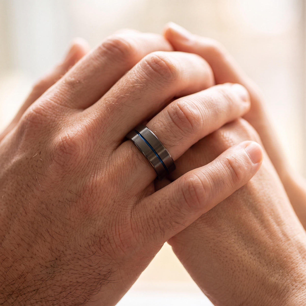 Mens Wedding Band,Mens Tungsten Wedding Band,Unique Wedding Bands,Womens Comfort Fit Wedding Band,Male Wedding Band Gunmetal 6mm,Blue Ring,8