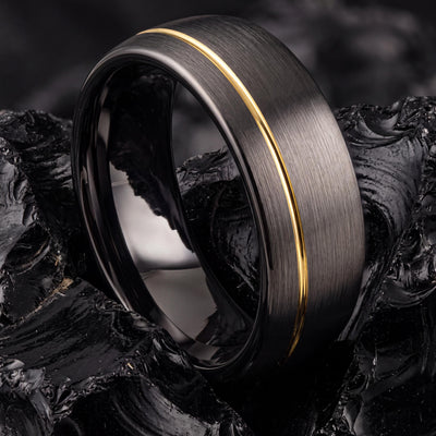 Mens Wedding Band,Mens Tungsten Wedding Band,Matching Wedding Bands,25Th Wedding Anniversary Ring,Gunmetal Men Wedding Band,18K Gold Rings,8