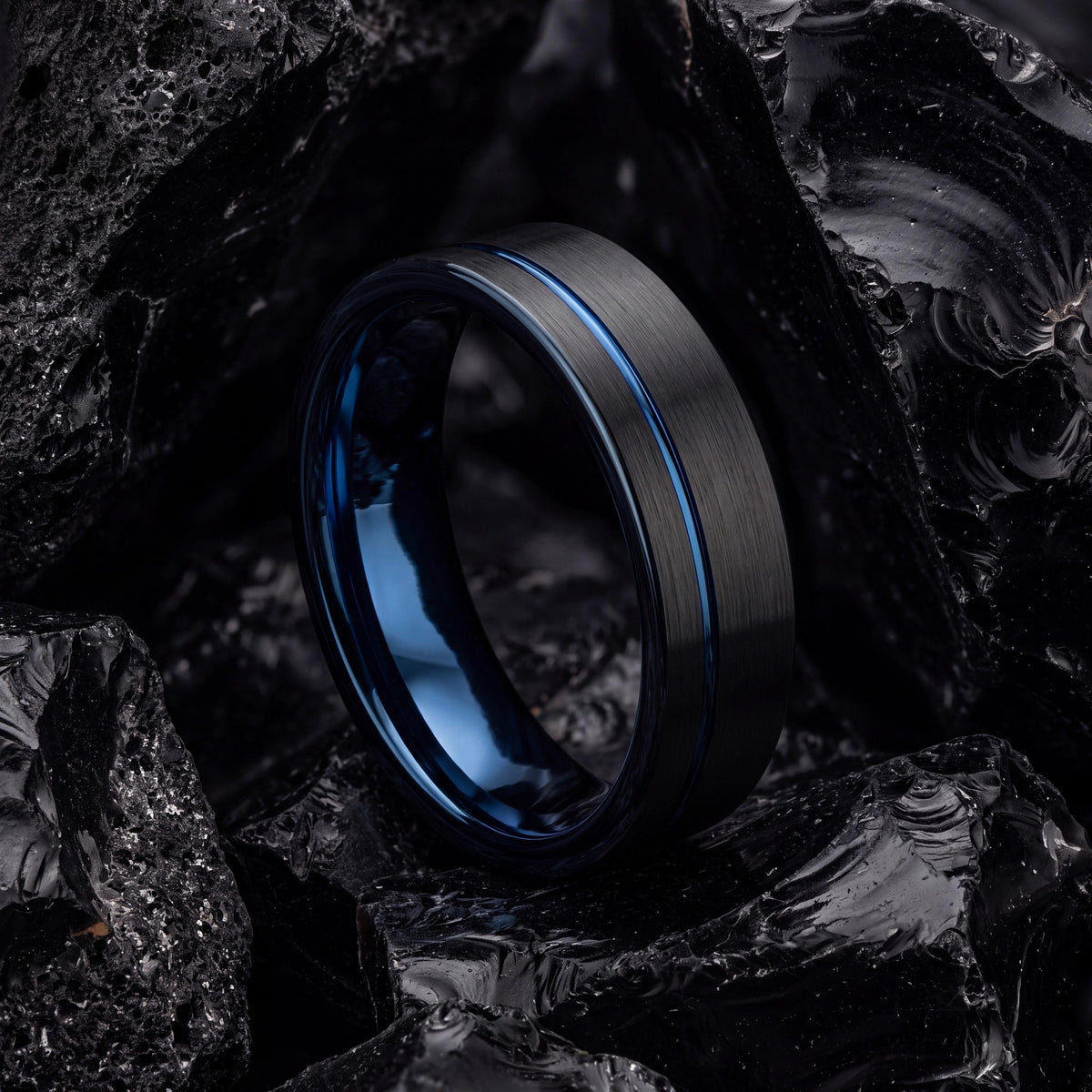 Wedding Band,Mens Tungsten Wedding Band,Wedding Rings,Two Tone Wedding Band Set,Black Embellished,Thin Blue Line,For,Gifts,Anniversary,First